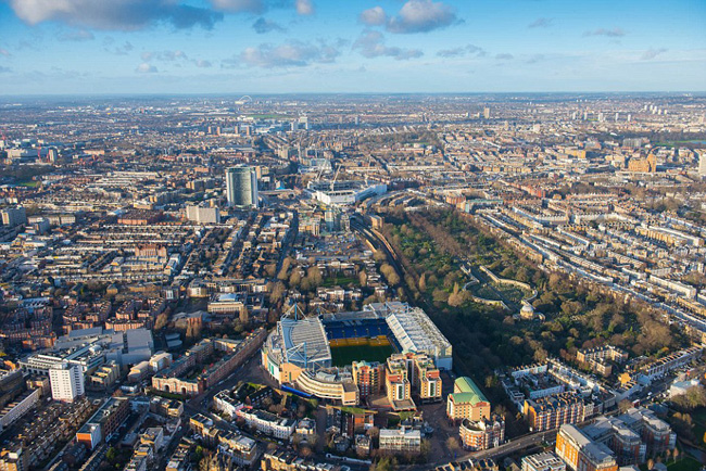 Футбольные стадионы с высоты птичьего полета, Стэмфорд Бридж, фото