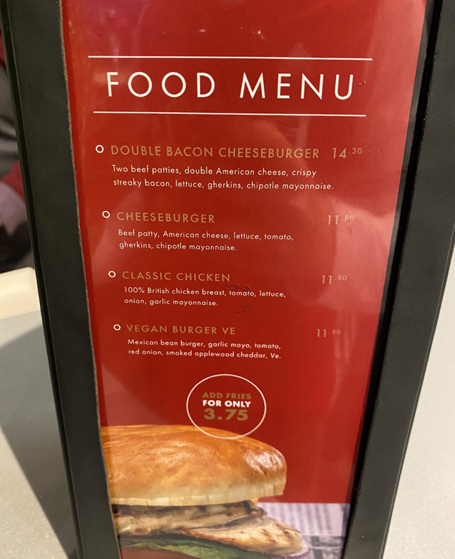 Цена на бургер с картошкой на стадионе Арсенала, фото 2