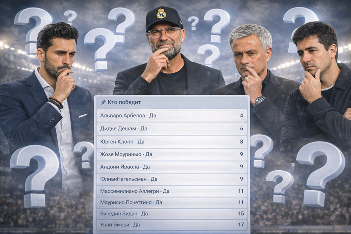 Какие коэффициенты на Юргена Клоппа в Реал Мадрид и других тренеров