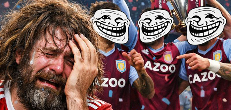 Астон Вилла троллит фаната Манчестер Юнайтед