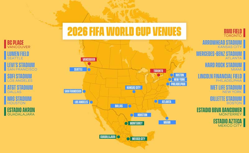 Все города и стадионы где пройдет ЧМ 2026 по футболу